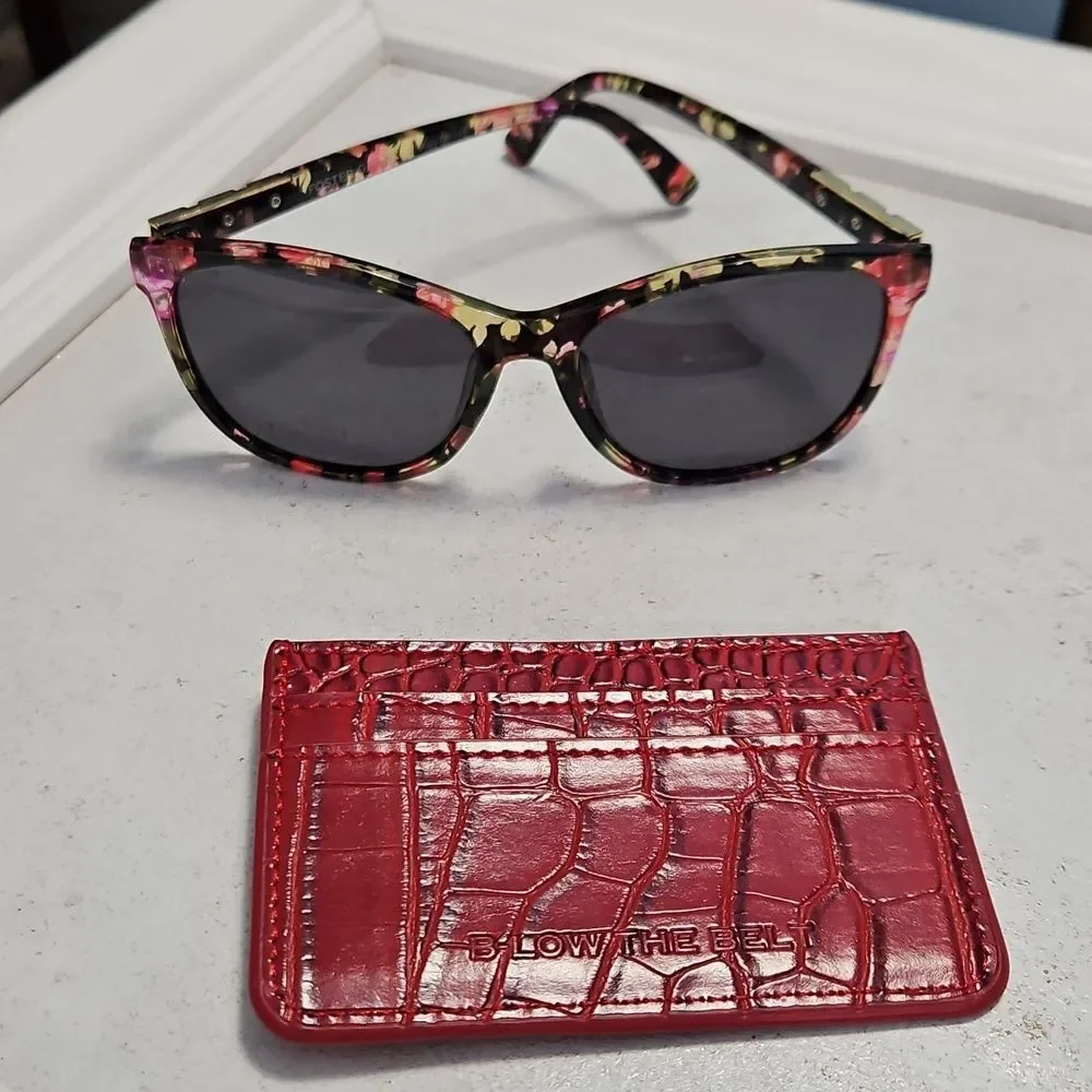 NWOT B-Low The Belt Red   Card Holder & Foster Grant Sunglasses
